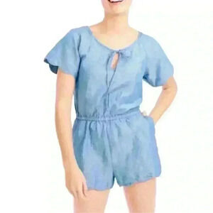 J. Crew Linen/Cotton Blend Scalloped Sleeve Romper Size Large